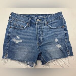 Old Navy High Rise O.G Straight Secret Smooth Pockets Distressed Jean Shorts 2